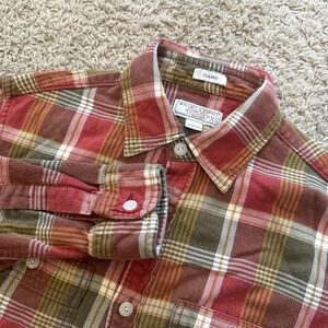 Wallace & Barnes Shirt Mens XS Red Plaid Long Sleeve Flannel Button Up Casual‎